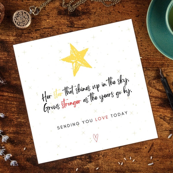 Bereavement Poem 'Her Star' Card, Thinking Of You Card, Sympathy Card, Remembrance Card