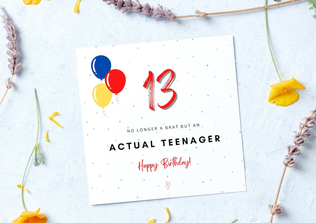 Funny 13th Birthday Card, Teenager Birthday Card, Teenager 13th Card Etsy