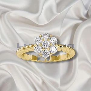 0.70 TCW Round Lab Grown Diamond Ring, Unique Proposal Ring With Twisted Band, Vintage Engagement Ring, Ring For Women, Anniversary Ring