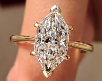 Anillo holandés marquesa con halo oculto de 5 quilates, anillo holandés marquesa con diamante cultivado en laboratorio, platino, anillo de compromiso perfecto, joyería nupcial hecha a mano.