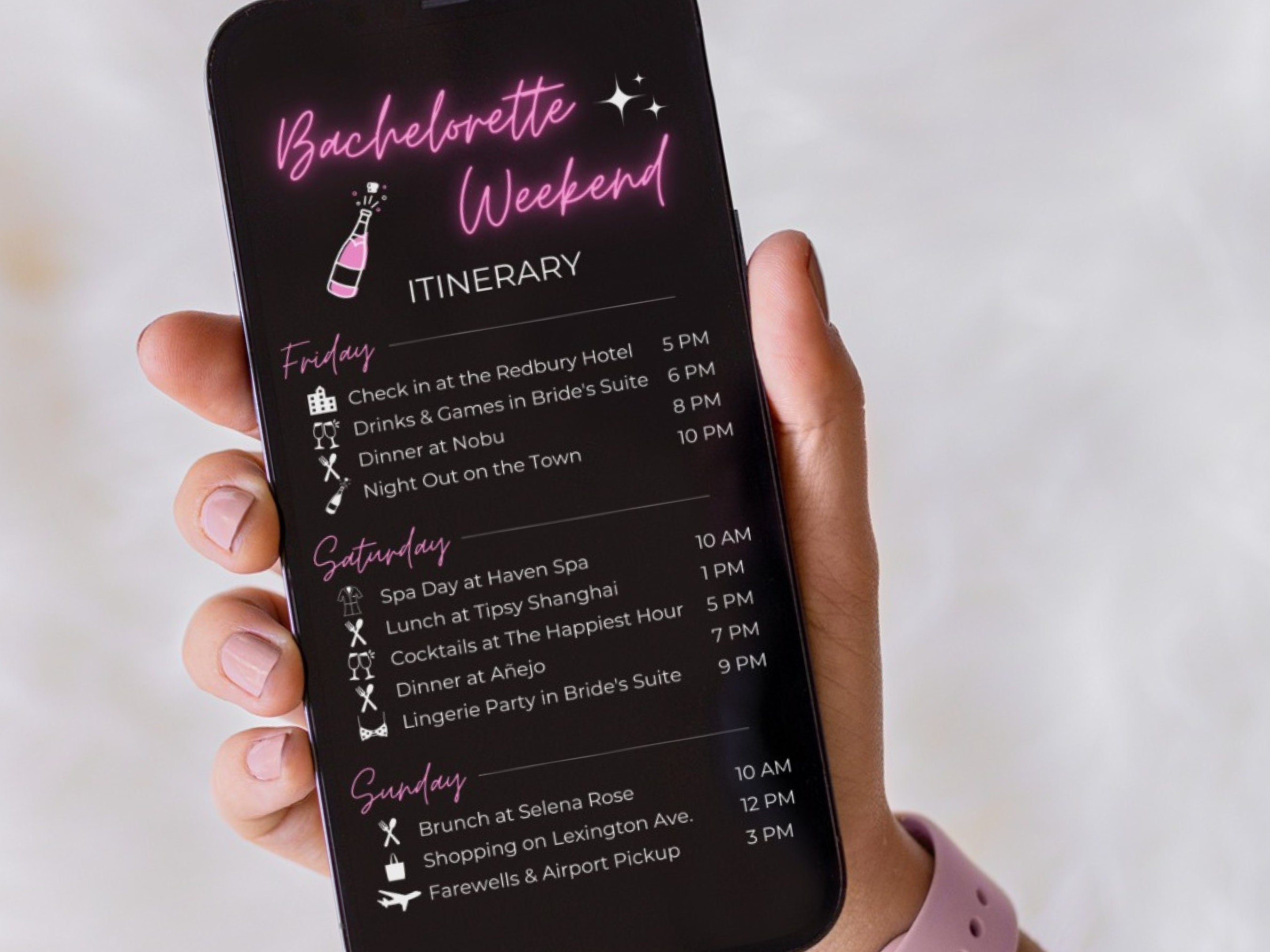Bachelorette Weekend Itinerary Template Bach Party Itinerary Etsy