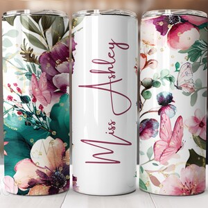 Tumbler insegnante personalizzato, Teach Love Inspire, 20 oz Skinny Sublimation Design, Teacher Appreciation, Download istantaneo File PNG