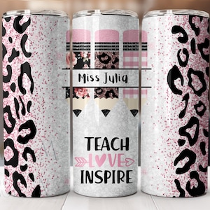 20 oz Skinny Tumbler Lehrer Bleistift Sublimation Design PNG Instant DIGITAL ONLY - Straight Design Custom Lehrer Design - eigenen Namen hinzufügen