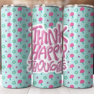 20 oz Skinny Tumbler Positive Self Love Tumbler Wrap Inspirational Tumbler png, Redacción positiva Digital png, Vaso de pensamientos felices