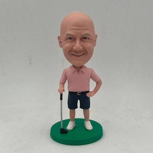 Custom Golf Bobblehead Gift: Personalized Polymer Clay Golfer Figurine