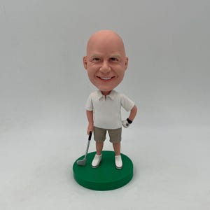 Custom Golf Bobblehead Gift: Personalized Polymer Clay Golfer Figurine