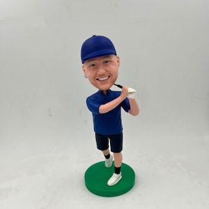 Custom Golf Bobblehead Gift: Personalized Polymer Clay Golfer Figurine