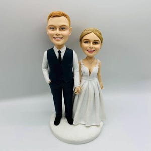 Niestandardowa figurka kiwająca głową na ślub dla pary, niestandardowa figurka kiwająca głową, spersonalizowana rzeźba, prezenty z kiwającą głową na rocznicę, prezenty ślubne, figurka kiwająca głową dla pary