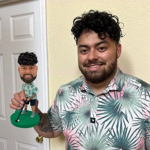 Custom Golf Bobblehead: Personalized Golfer Gift, Polymer Clay Figurine