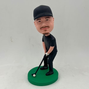 Custom Golf Bobblehead: Personalized Golfer Gift, Polymer Clay
