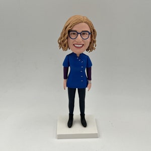 Custom Woman Bobblehead: Personalized Polymer Clay Figurine, Boss Gift