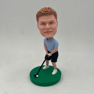 Custom Golf Bobblehead: Handmade Polymer Clay Golfer Figurine