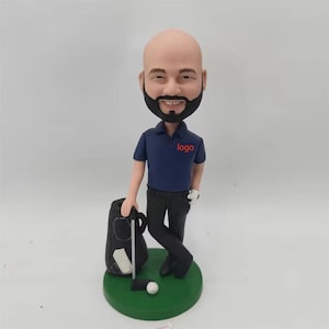 Custom Golf Bobblehead: Personalized Golfer Gift, Polymer Clay Figurine