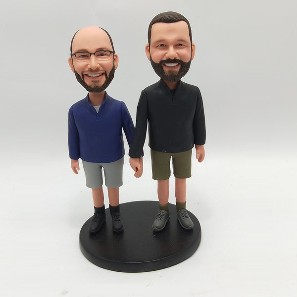 Same Sex Wedding cake topper Gay wedding cake topper gay bobblehead custom cake toppers Gay wedding cake topper, Custom Partner Statues