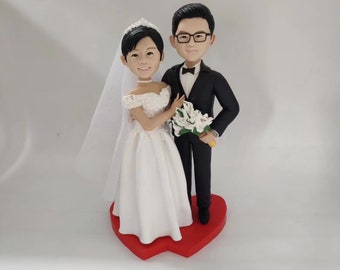 cusotom bobbleheads based on photos, wedding bobbleheads,wedding cake topper,price for two persons