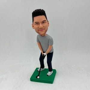 Custom Golf Bobblehead: Polymer Clay Golfer Gift