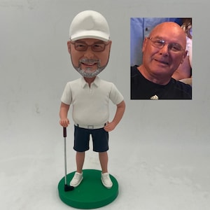 Custom Golf Bobblehead Gift: Personalized Polymer Clay Golfer Figurine