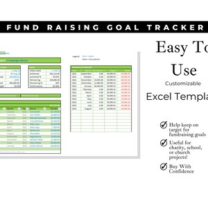 Fundraising Goal Tracker Spreadsheet Excel Budget Google Sheets Savings ...
