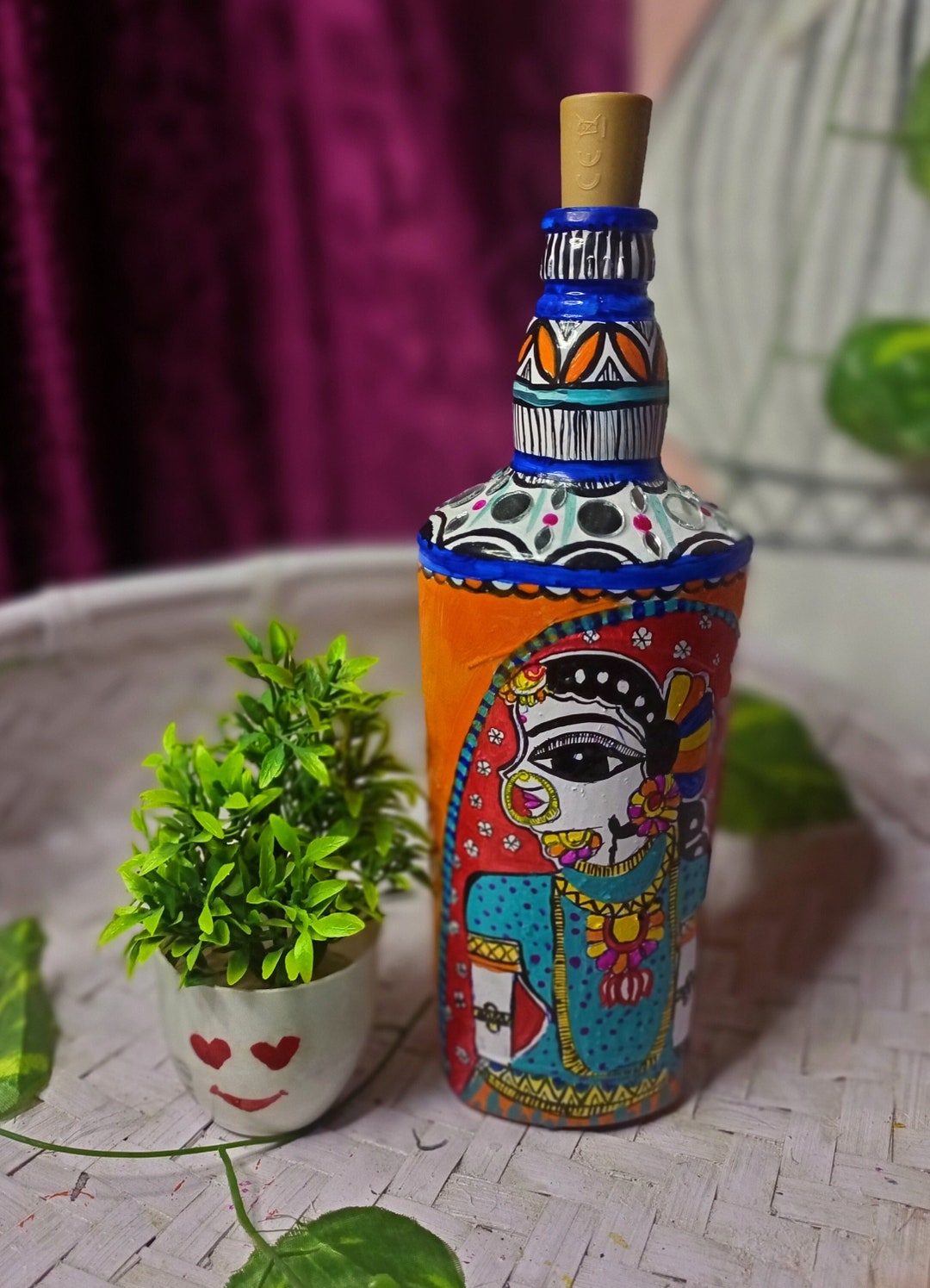 Madhubani Painting on Bottle Art Handmade Bottle Art Etsy
