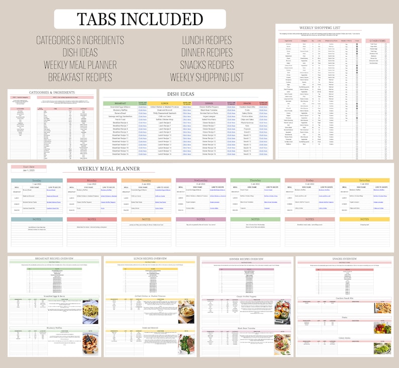 Weekly Meal Planner Template Meal Planner Google Sheets Spreadsheet Weekly Meal Planner Template Meal Planner Google Sheets Spreadsheet