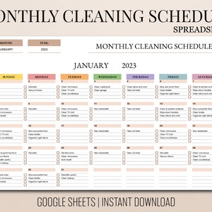 Monthly Cleaning Schedule Google Sheets Template Cleaning - Etsy