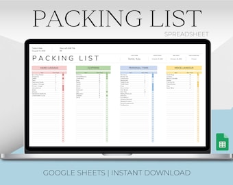Packing List Google Sheets Template: Holiday Trip Planner (Instant Download)