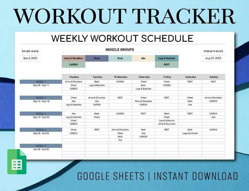 Workout Tracker Google Sheets Template Weekly Planner Etsy Workout Tracker Google Sheets Template Weekly Planner Etsy