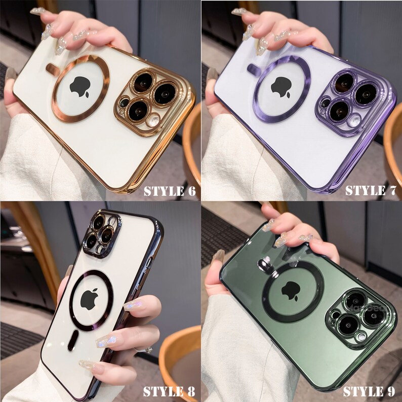 Magsafe Wireless Charge Iphone Case Luxury Plating Clear Etsy