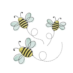 Triple Bee Embroidery Design, Summer embroidery designs, Instant Download
