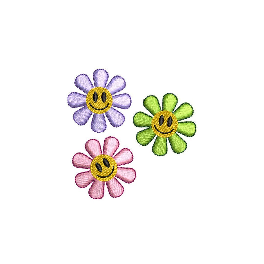 Mini Smile Flowers Embroidery Design, Spring Embroidery Designs ...