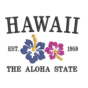 Hawaii Aloha Embroidery Design, Aloha state Trendy embroidery designs, Pacific Instant Download