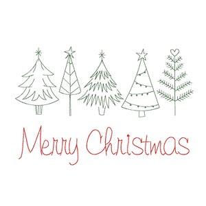 Christmas trees Embroidery Design, Merry Christmas Machine Embroidery Design, Instant Download