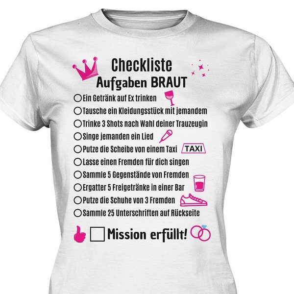 Checkliste JGA Braut Aufgaben Shirt