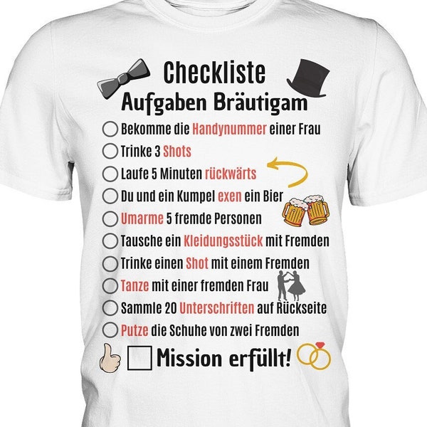 Checkliste JGA Männer Shirt Aufgaben Bräutigam