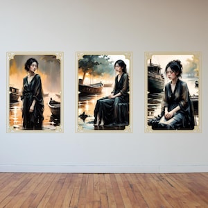 Printable geisha poster, 3 high resolution, beautiful Japanese geisha images bundle, printable, digital item