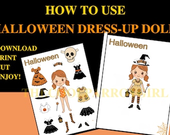 Halloween Dress-Up Paper Doll, Printable Activity (Digital Download)
