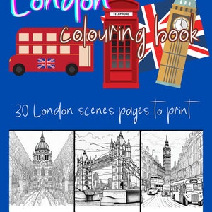 London Malvorlagen, 30 Ausmalseiten, London funkelt, London funkelt, Kinderzeichnungen, sofortiger digitaler Download