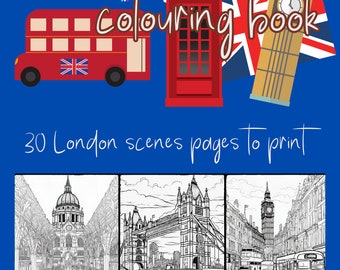London printables, memories, Colouring Sheets, 30 printable colouring pages, London Illustration, London sparkle,  instant digital download
