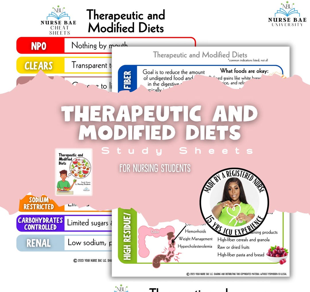 Modified Diet Chart Example Therapeutic and Modified Diets Nursing Notes and Study Sheets - Etsy