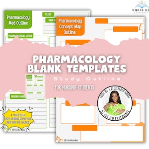Pharmacology Note Taking Template, Nursing Notes, Pharmacology Concept Maps and Study Sheets 4 pages