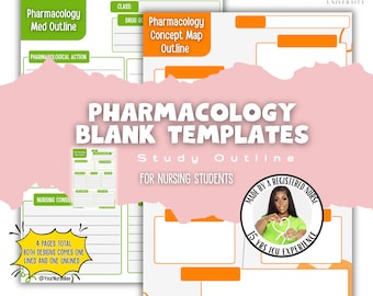 Pharmacology Note Taking Template, Nursing Notes, Pharmacology Concept Maps and Study Sheets 4 pages