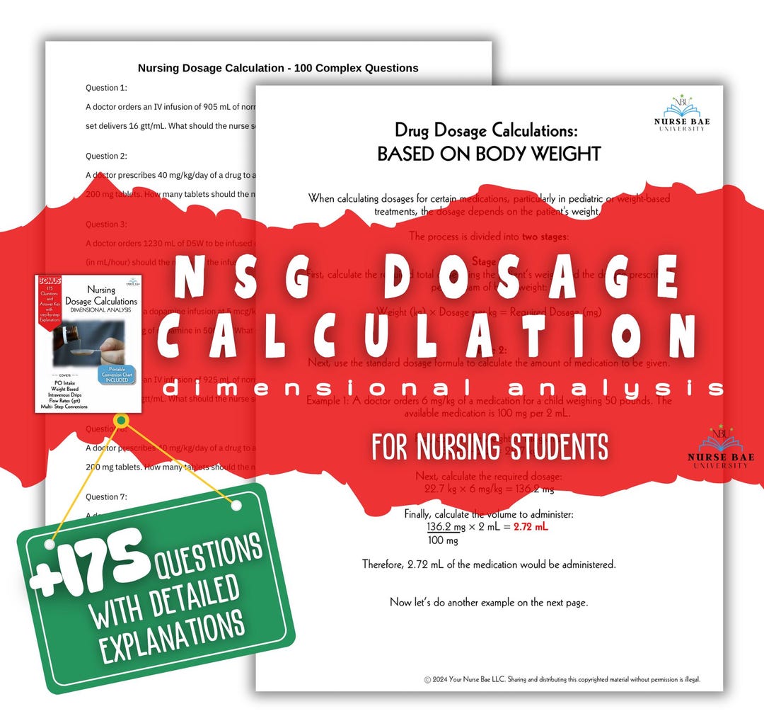 Dosage Calculation for Nurses: Nursing Essentials for Nursing Students and Nursing School - Etsy