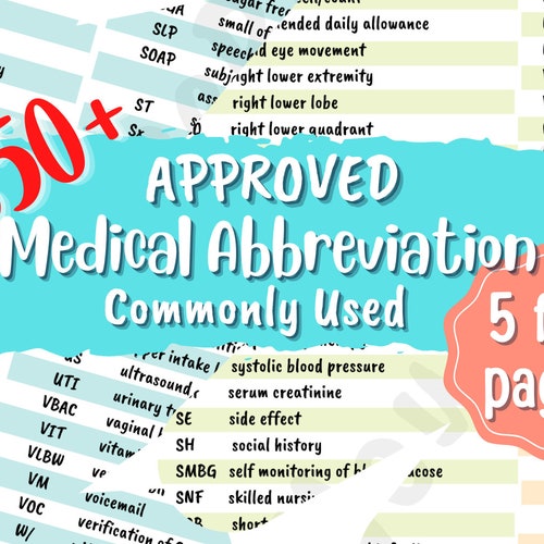 Medical Abbreviations Etsy