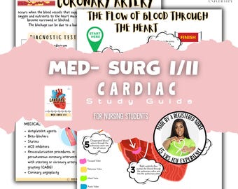 Cardiac Nursing Study Guide: Med Surg I/II Notes (Digital Download)