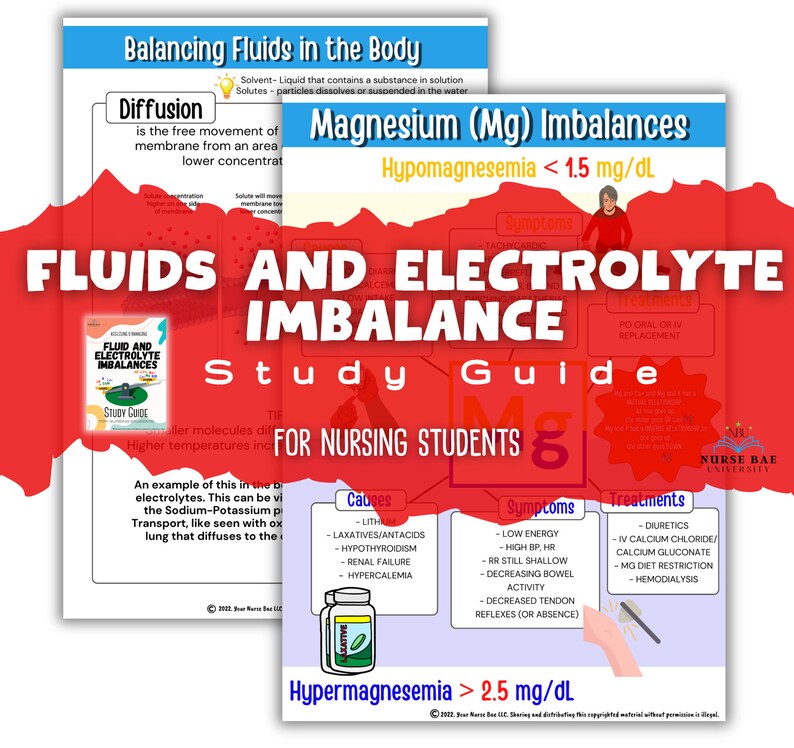 Fluid & Electrolyte Imbalance Nursing Study Guide (PDF) - Etsy