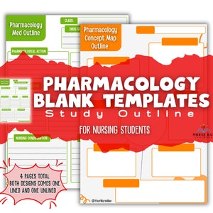 Pharmacology Note Taking Template, Nursing Notes, Pharmacology Concept Maps and Study Sheets 4 pages