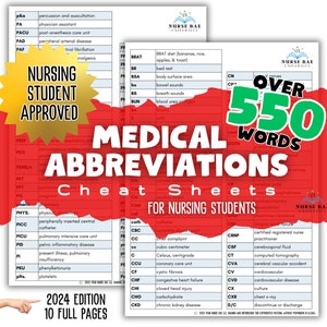 Medical Abbreviations Cheat Sheet for Nursing Students (Digital Download)