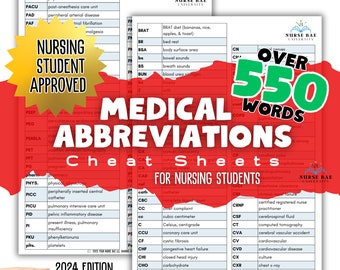 Medical Abbreviations Cheat Sheet for Nursing Students (Digital Download)