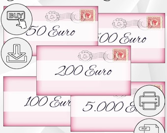 Lettera d'amore segnaposto | Da 1 euro a 5000 euro | Sfida del risparmio | Budget | Planner | Metodo busta | A6 | File PDF | Stampabile