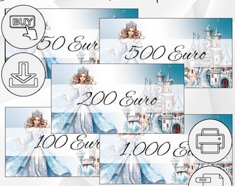 Snow Princess Placeholder | 1 Euro to 5000 Euro | Savings Challenge | Budget | Planner | Cover Method | A6 | PDF File | Printable